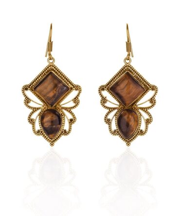 Crystal Bees Tiger Eye Earrings